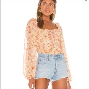 Free People Mabel Lace Up Blouse